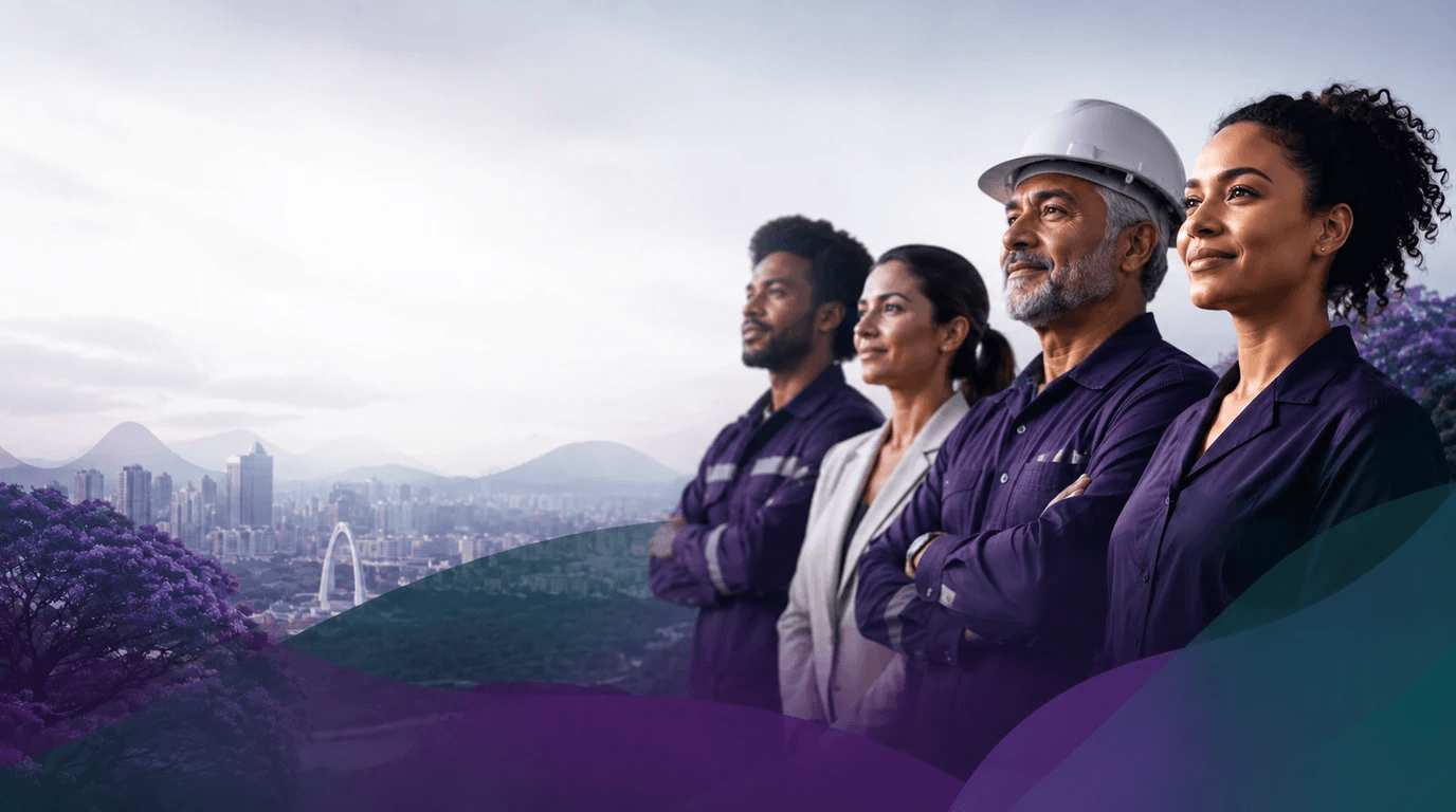 Grupo de trabalhadores representando união e defesa de direitos